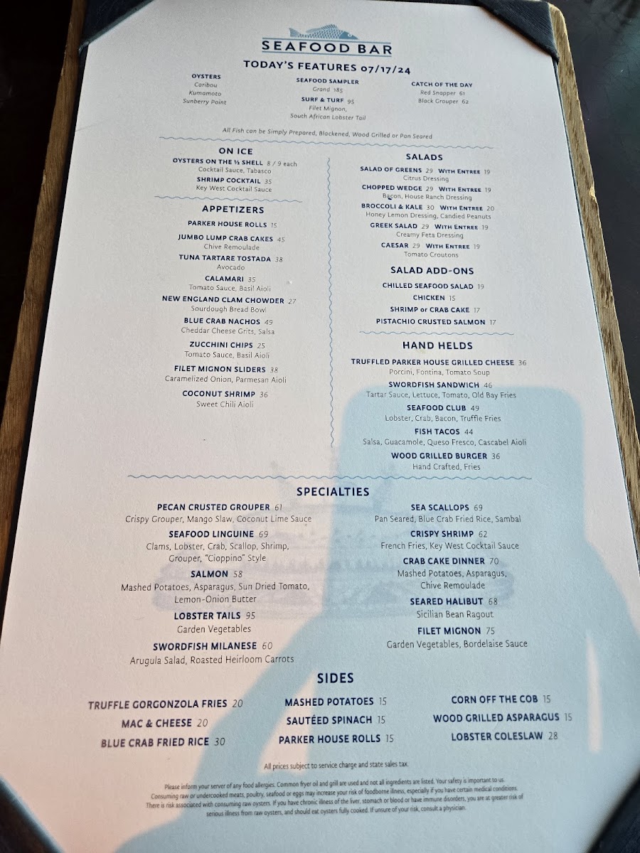 Seafood Bar Menu - Image 2
